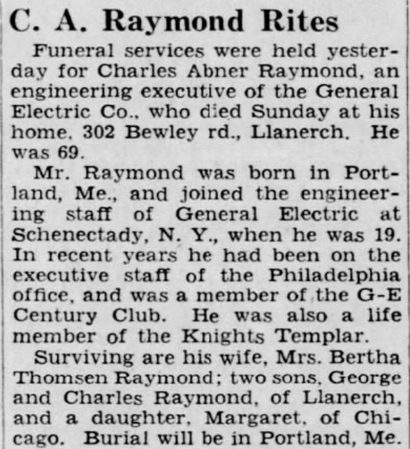 Charles Raymond dies